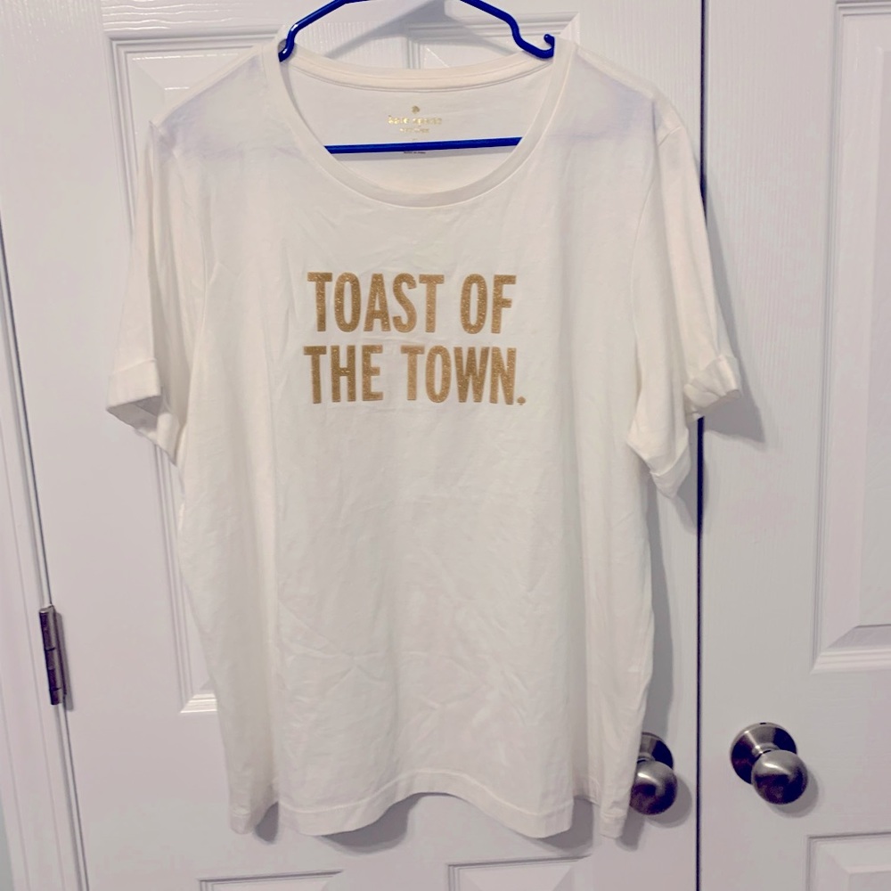 Kate Spade Toast of the Town Cuffed XL White Shirt